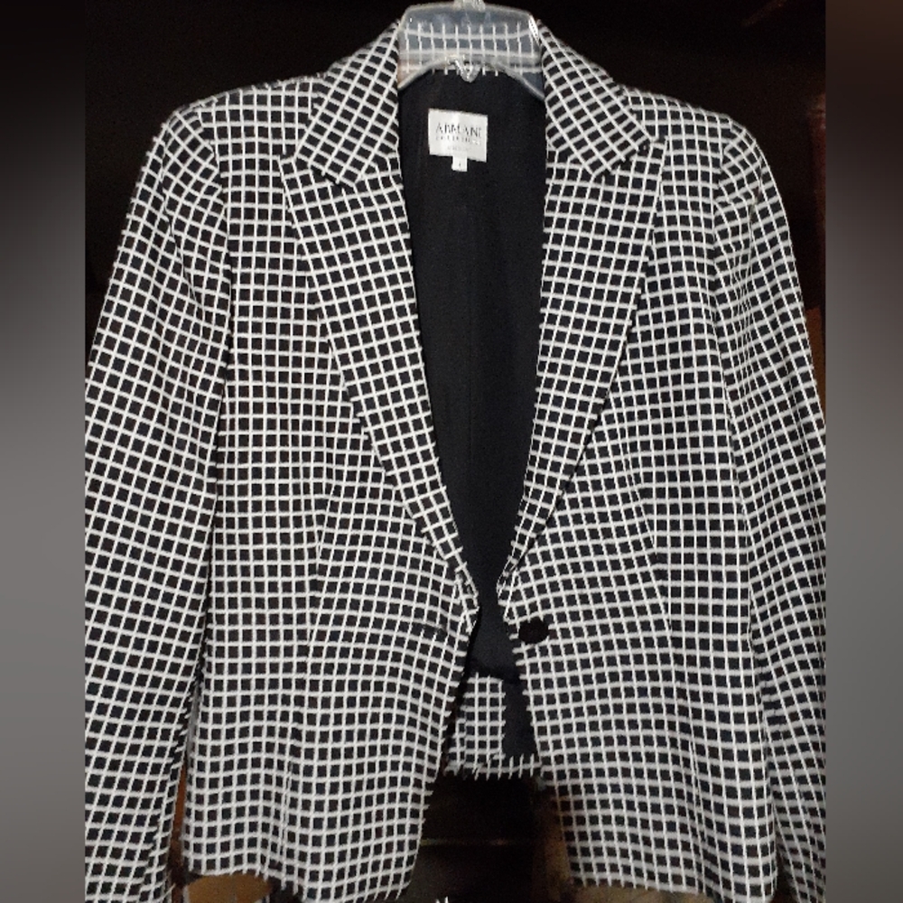 Giorgio Armani Women's Black and White Checkered Jacket